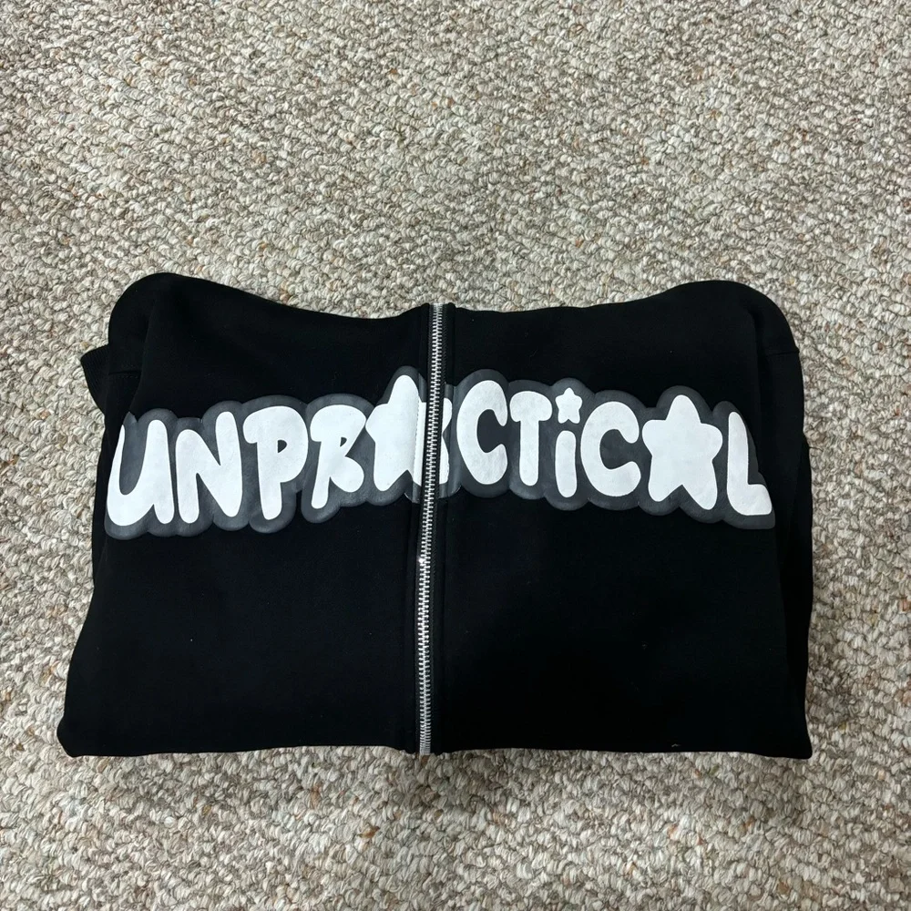 Black puff print full zip - Picture 3 of 4